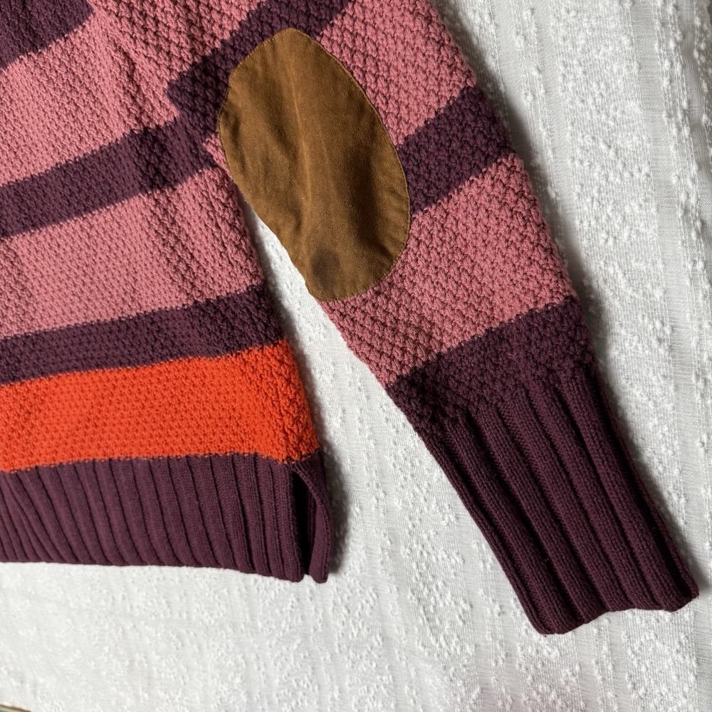 Love Hanna Merino Wool Blend Chunky Knit Striped Sweater Size M Equestrian Cozy - Picture 9 of 14